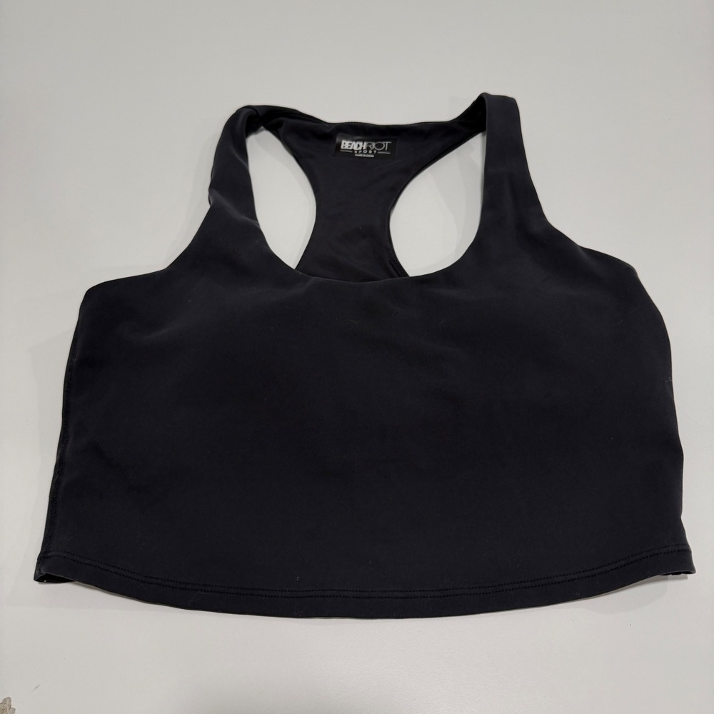 Beach Riot Sport Womens Black Racerback Crop Top Activewear Tank Medium